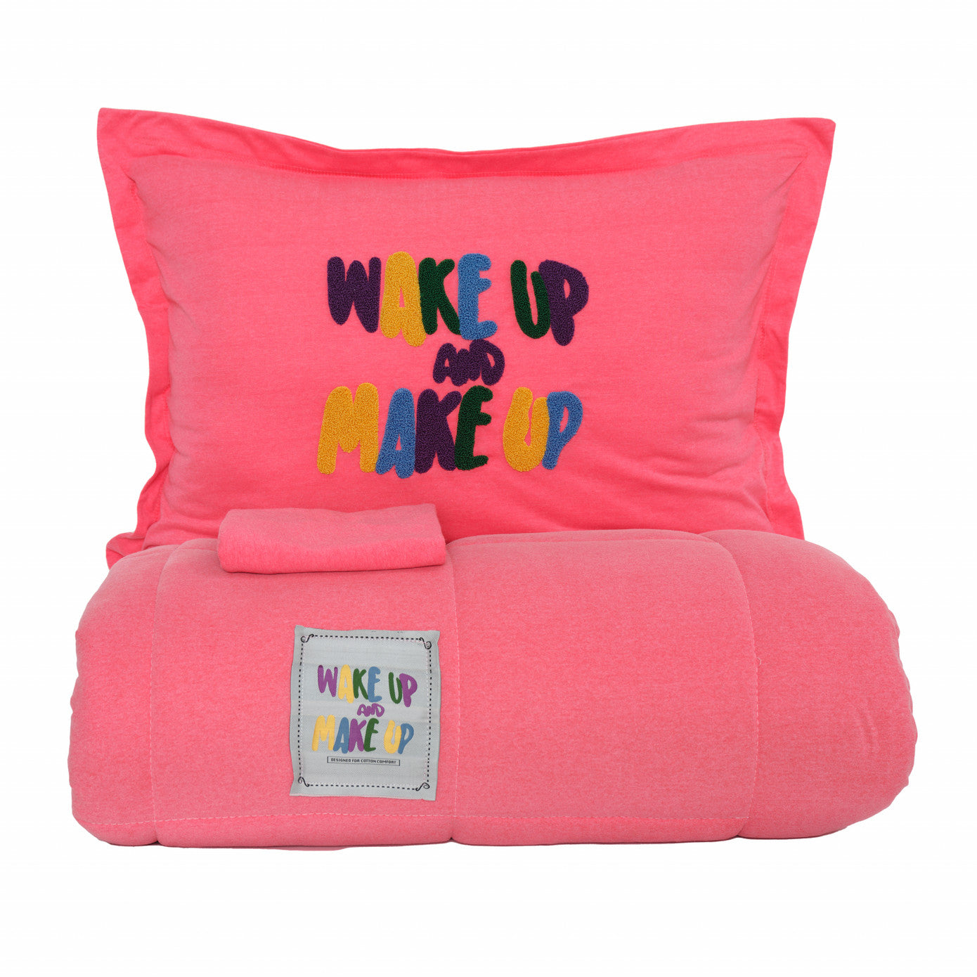 Односпальный комплект постельного белья Karaca Home Motto Cotton Comfort цвета фуксии
