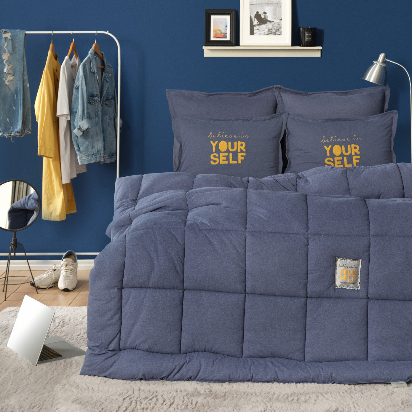 Комплект постельного белья Karaca Home Motto Cotton Comfort Indigo