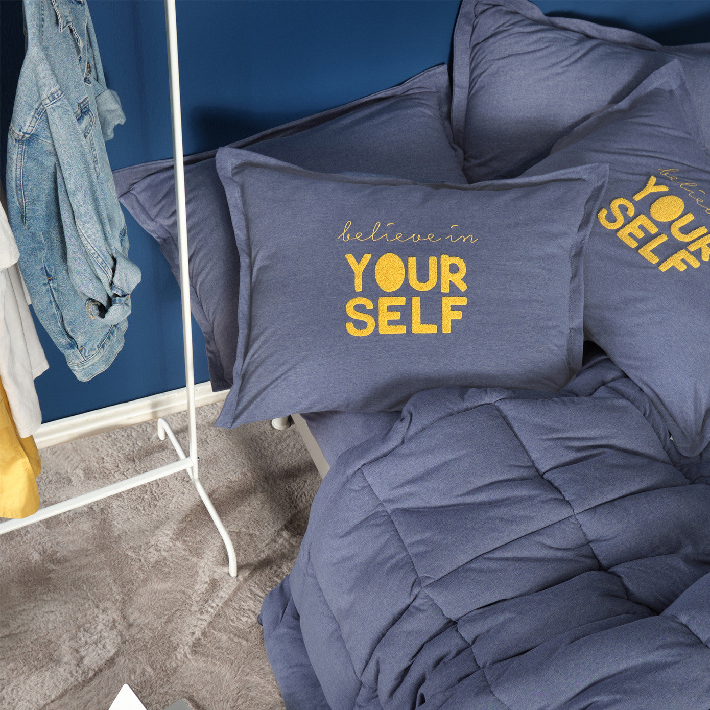 Комплект постельного белья Karaca Home Motto Cotton Comfort Indigo