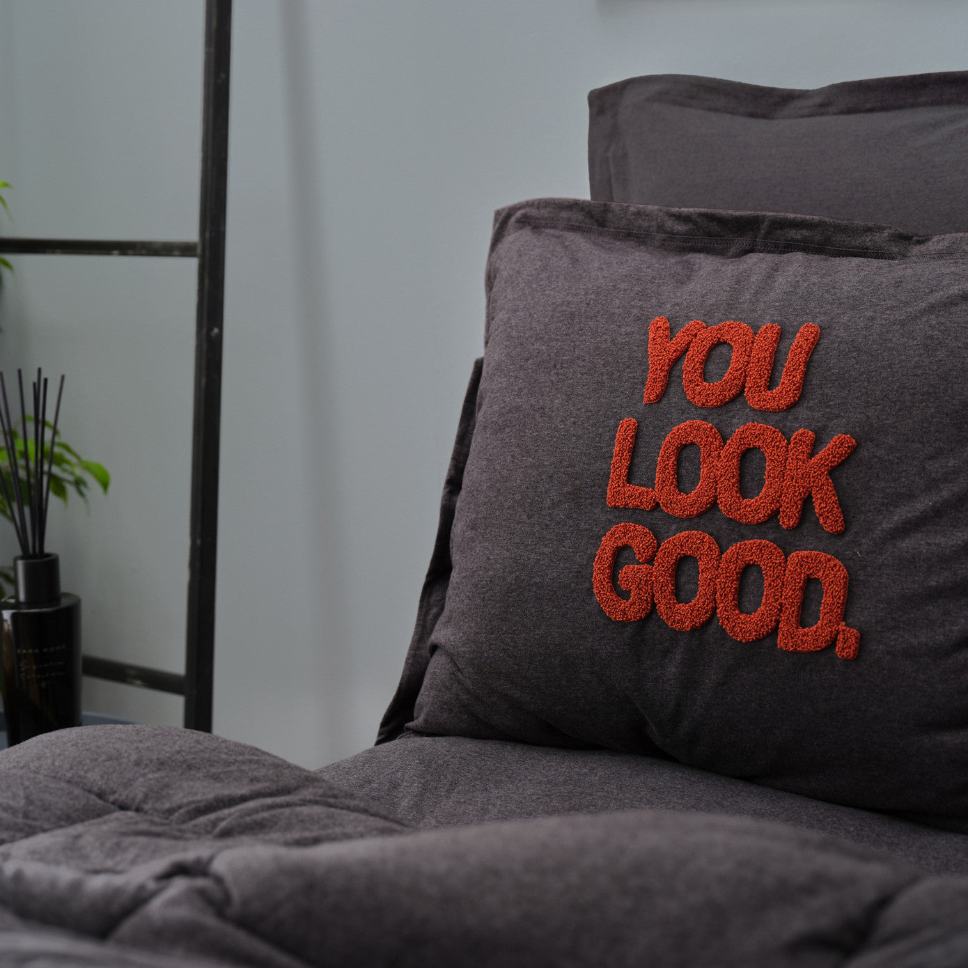 Karaca Home Motto Cotton Comfort Двойной антрацитовый спальный комплект