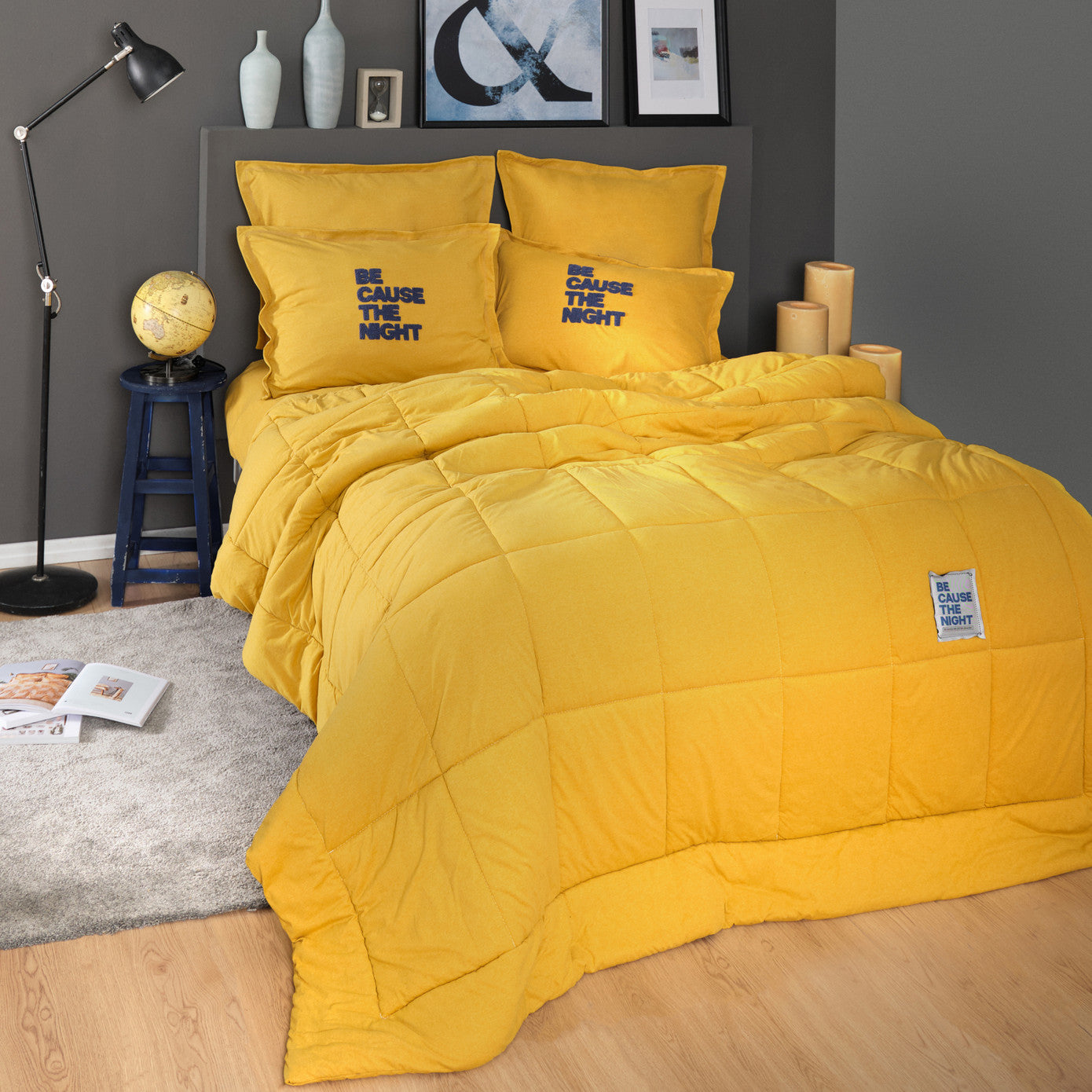 Комплект двуспального постельного белья Karaca Home Motto Cotton Comfort Горчичный