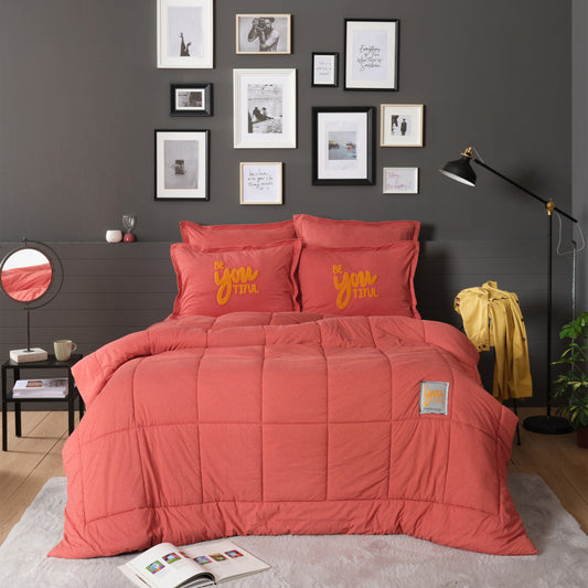 Karaca Home Motto Cotton Comfort Single Sleeping Set Coral