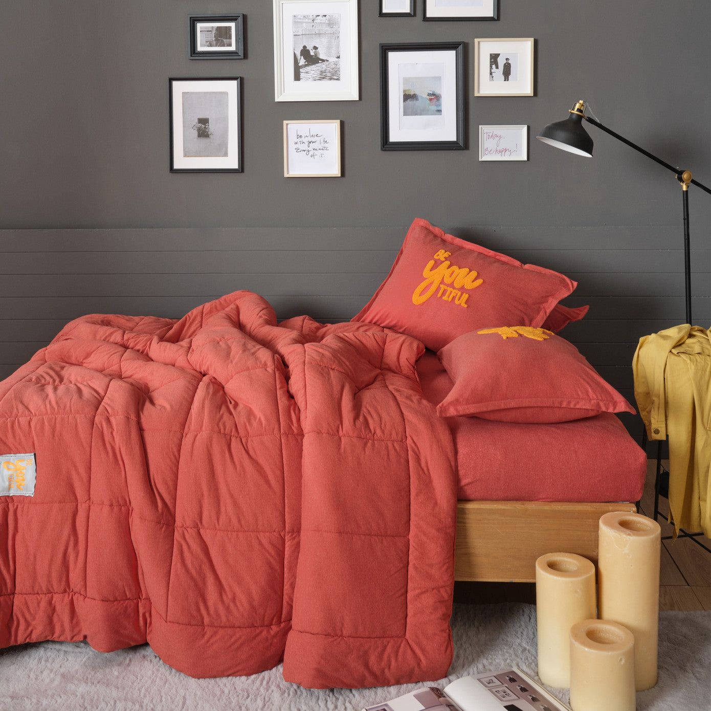 Karaca Home Motto Cotton Comfort Single Sleeping Set Coral