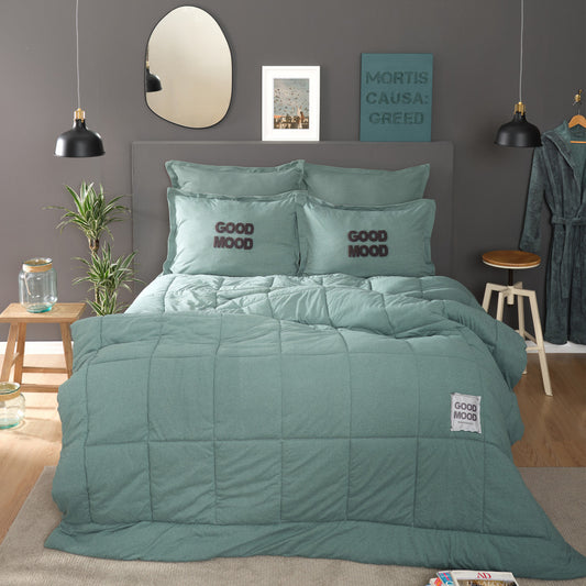 Комплект односпального постельного белья Karaca Home Motto Cotton Comfort Petrol