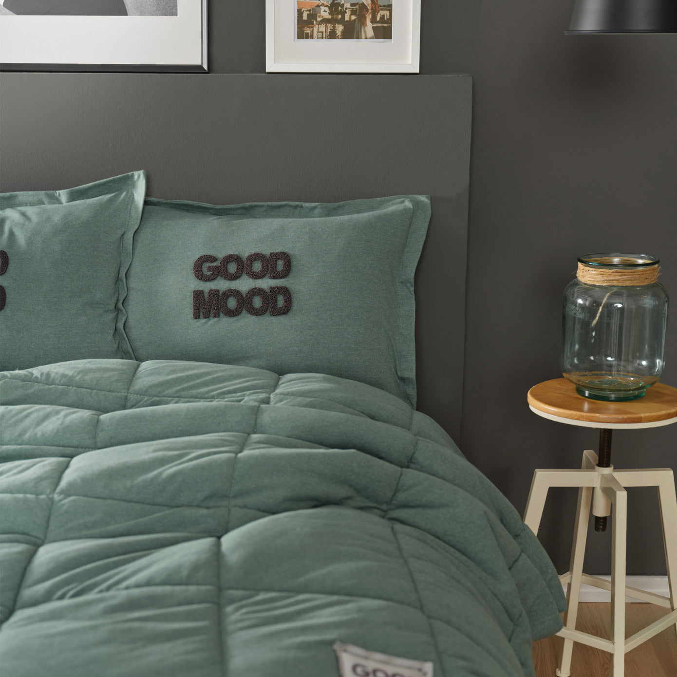 Комплект односпального постельного белья Karaca Home Motto Cotton Comfort Petrol