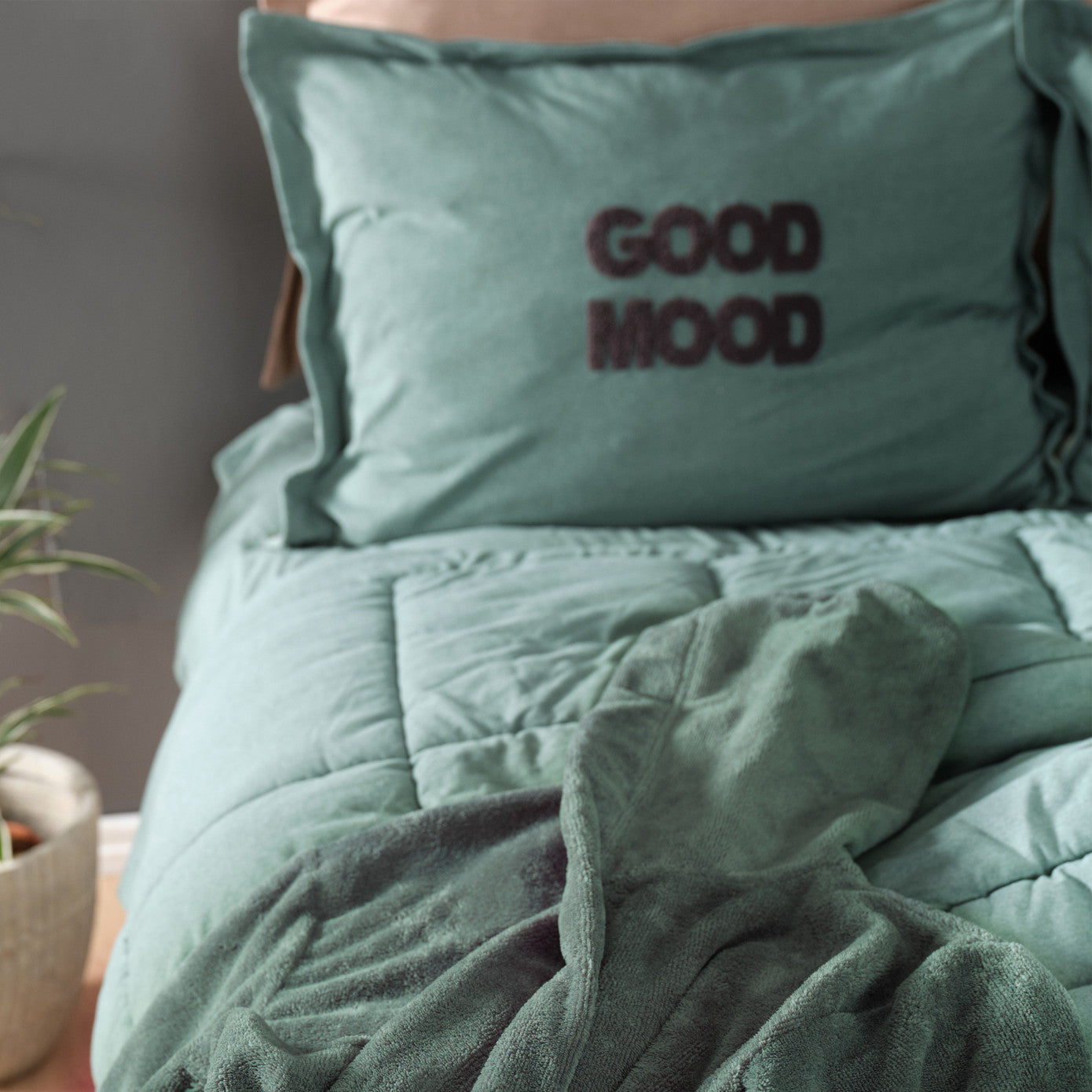 Двухместный спальный комплект Karaca Home Motto Cotton Comfort Petrol