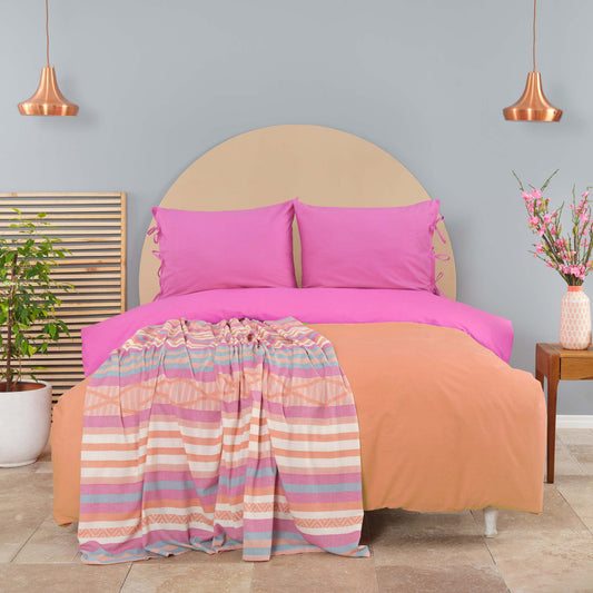 Karaca Home Basic Двусторонний фуксия-оранжевый пододеяльник из пике