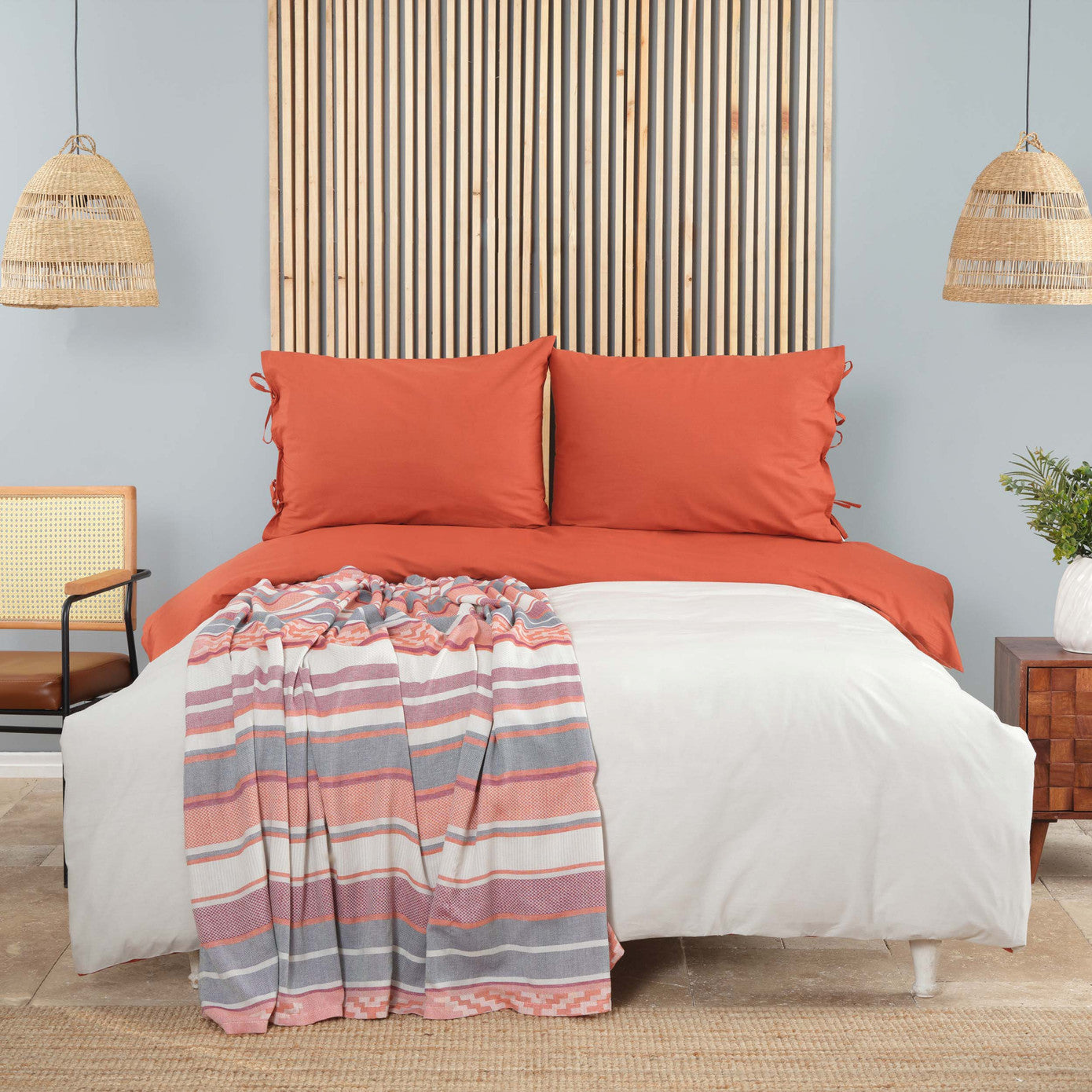 Karaca Home Basic Terecota Stone Двухсторонний двойной пододеяльник Пике Комплект