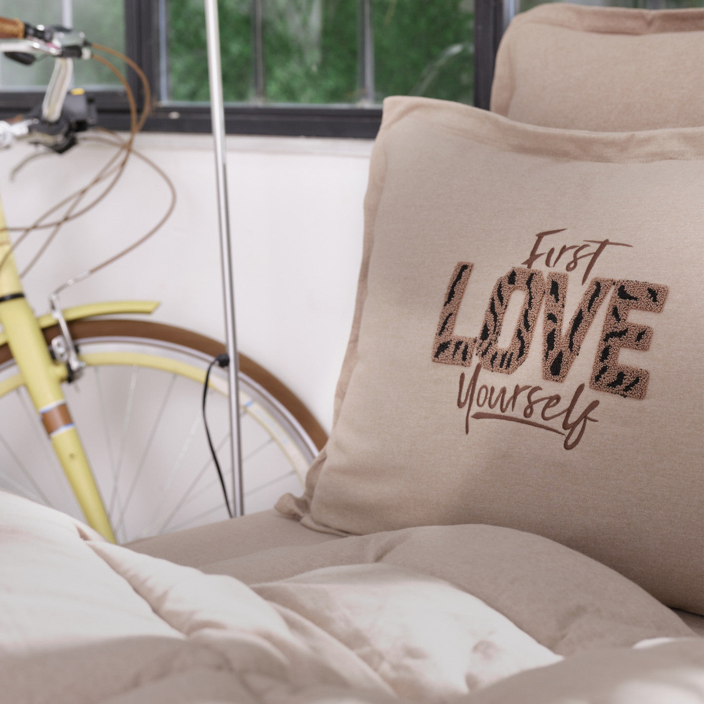 Karaca Home Motto Cotton Comfort Double Sleeping Set Бежевый
