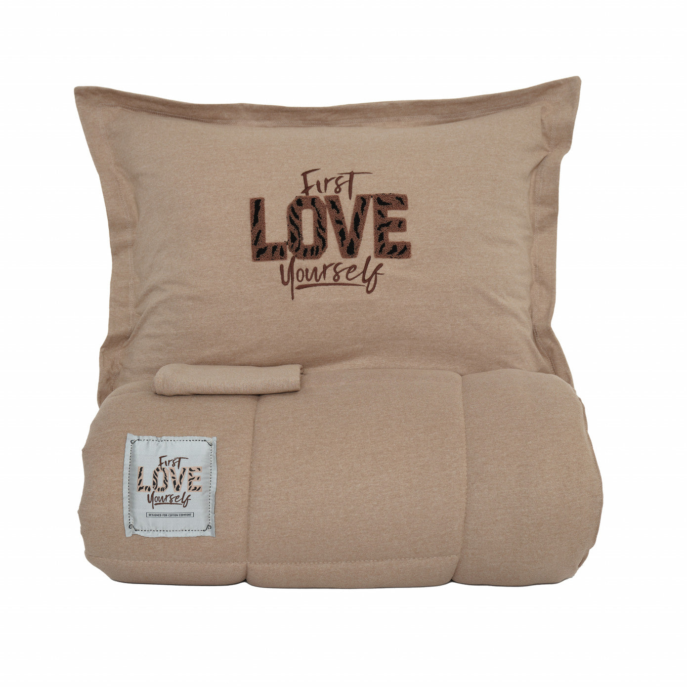 Karaca Home Motto Cotton Comfort Double Sleeping Set Бежевый
