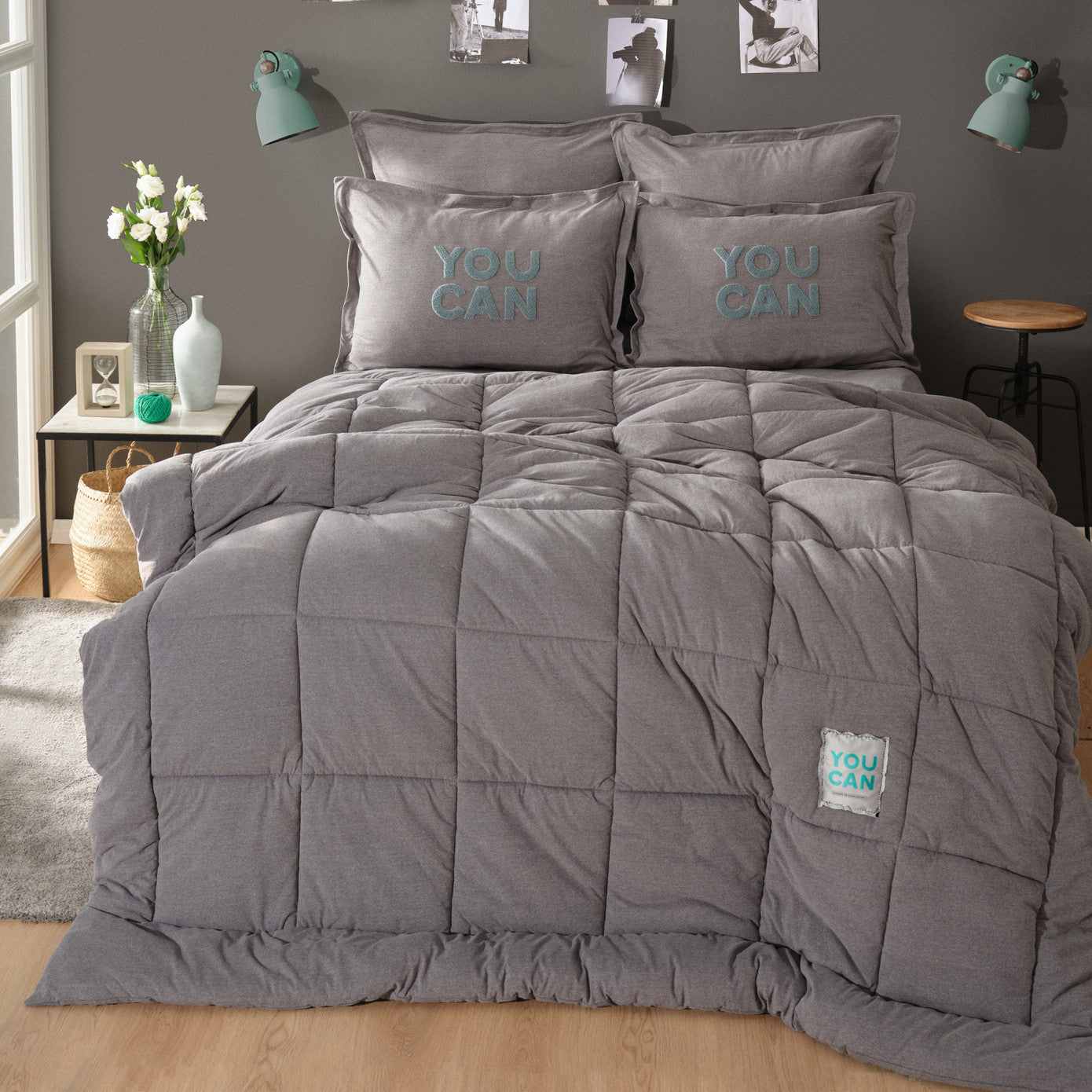 Комплект двуспального постельного белья Karaca Home Motto Cotton Comfort Серый