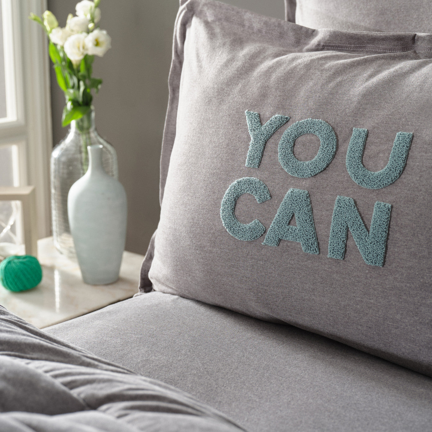 Комплект двуспального постельного белья Karaca Home Motto Cotton Comfort Серый