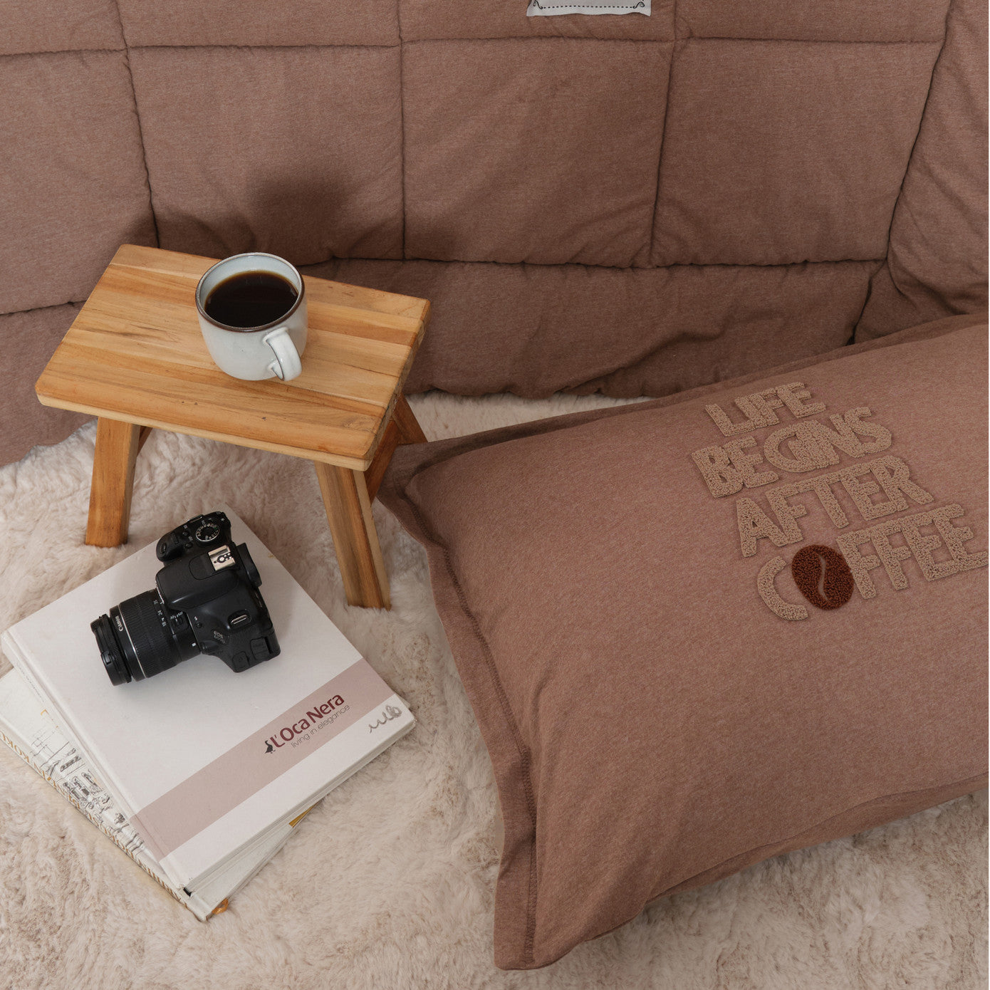 Комплект двуспального постельного белья Karaca Home Motto Cotton Comfort коричневый