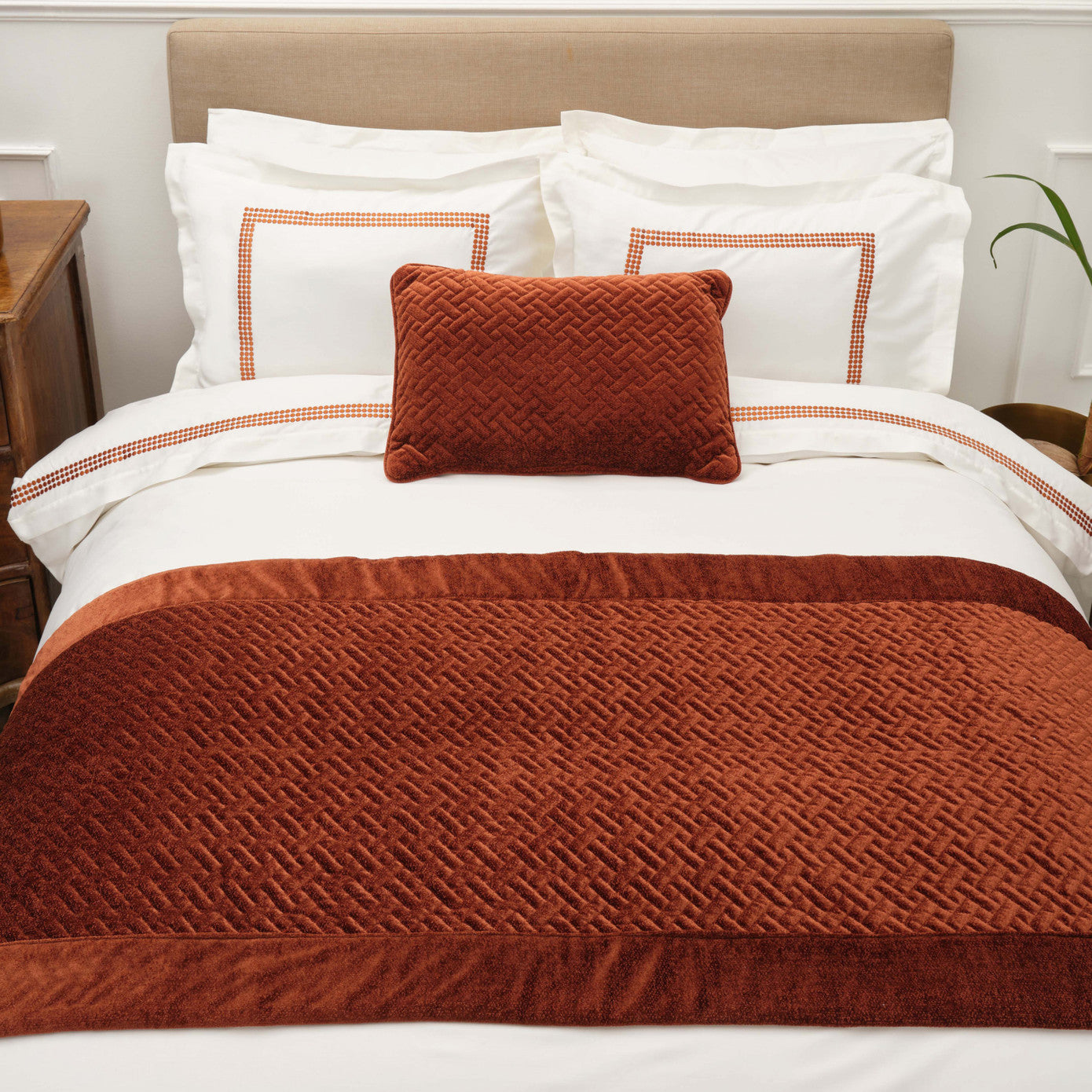 Karaca Home White Col Bruce Cinnamon Комплект бегунков для кровати