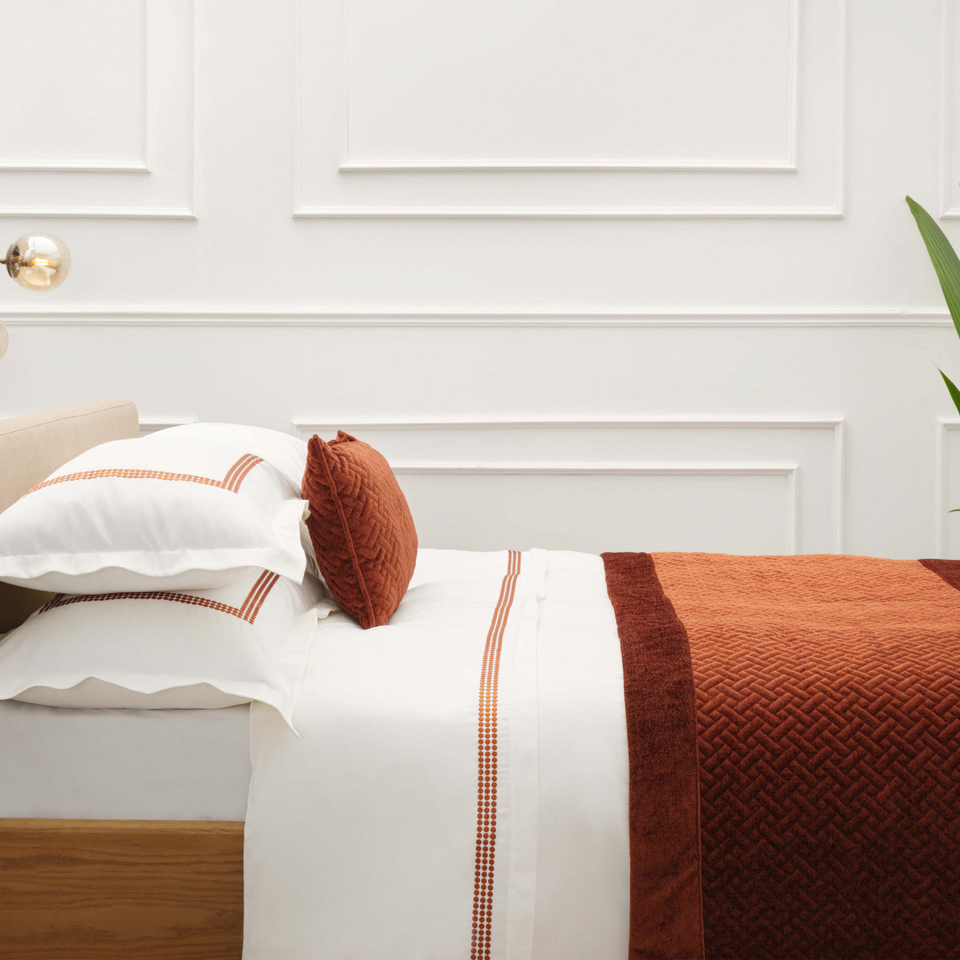 Karaca Home White Col Bruce Cinnamon Комплект бегунков для кровати