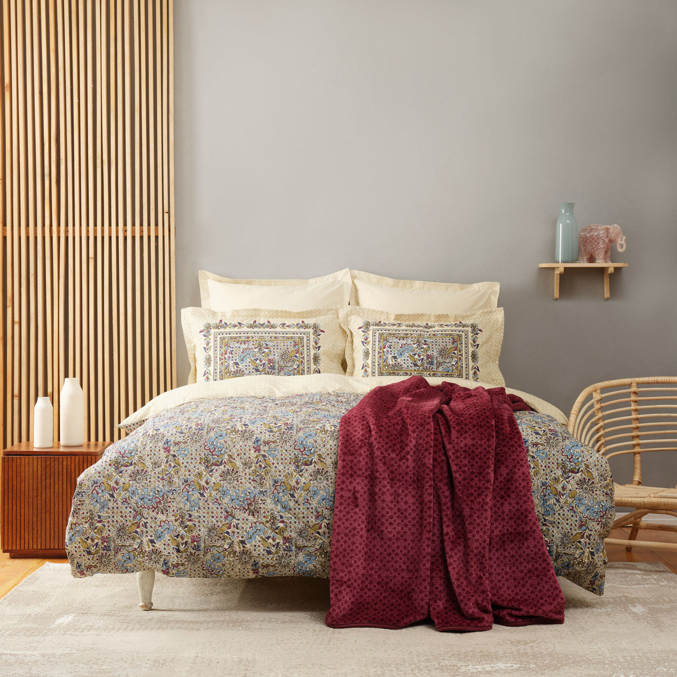 Karaca Home Cottage Бордовый Красный Двойной Зимний Комплект