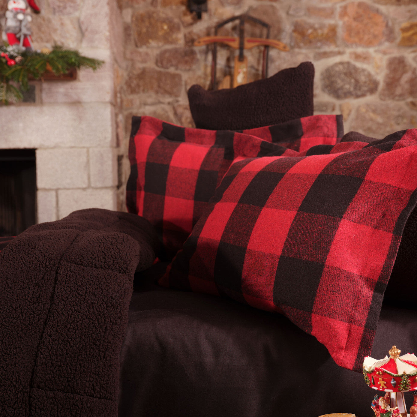 Karaca Home Mountain Red-Black Double Cosy Comfort