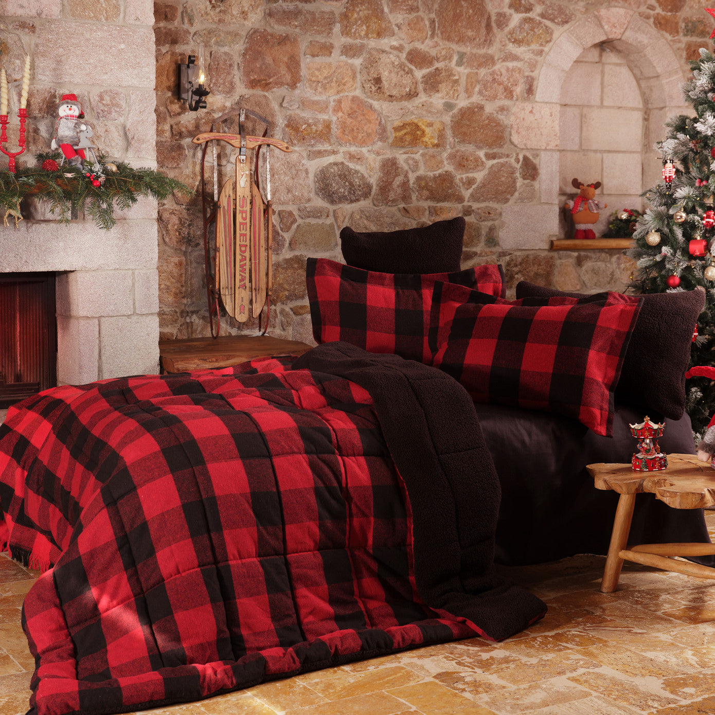 Karaca Home Mountain Red-Black Single Cosy Comfort