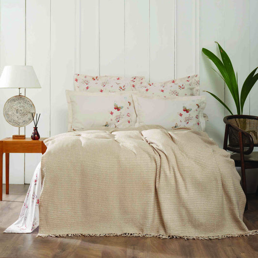 Комплект постельного белья Karaca Home Luna Beige с двойным одеялом