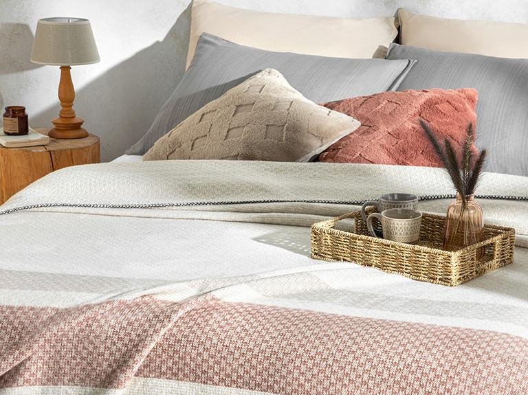 Одеяло двойное Triple Stripe Scotch 200x220 см коричнево-антрацитовое