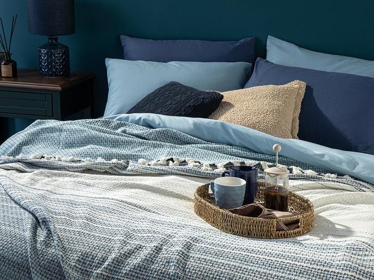 Stravage Woven King Size Покрывало 260x280 см Синий