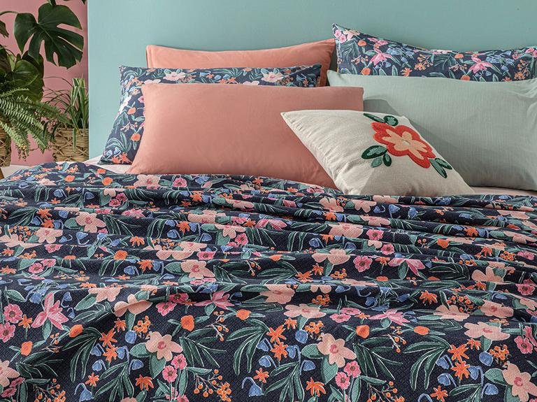 Vivacity Bloom Printed Single Pique 150x220 см темно-синий