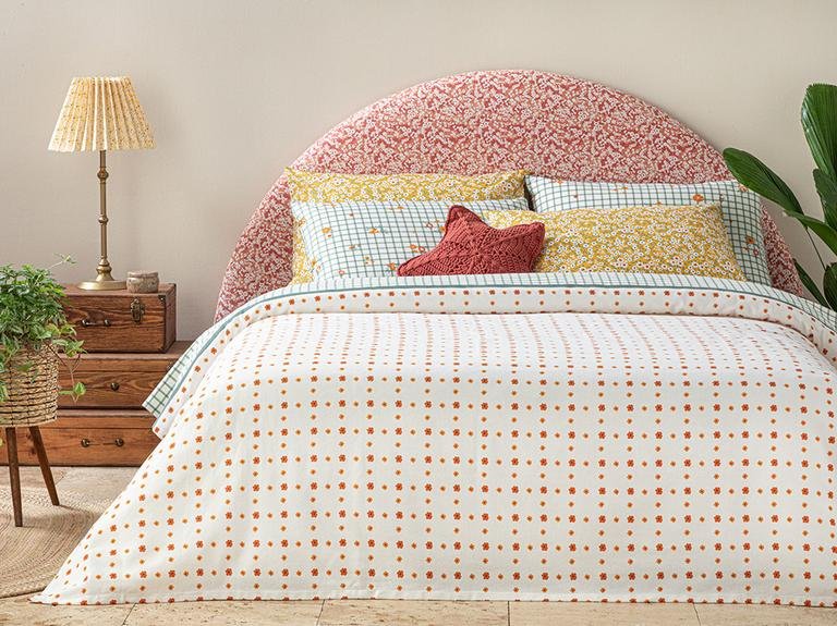 Принт в клетку Bloom King Size Пике 240x220 см Оранжевый