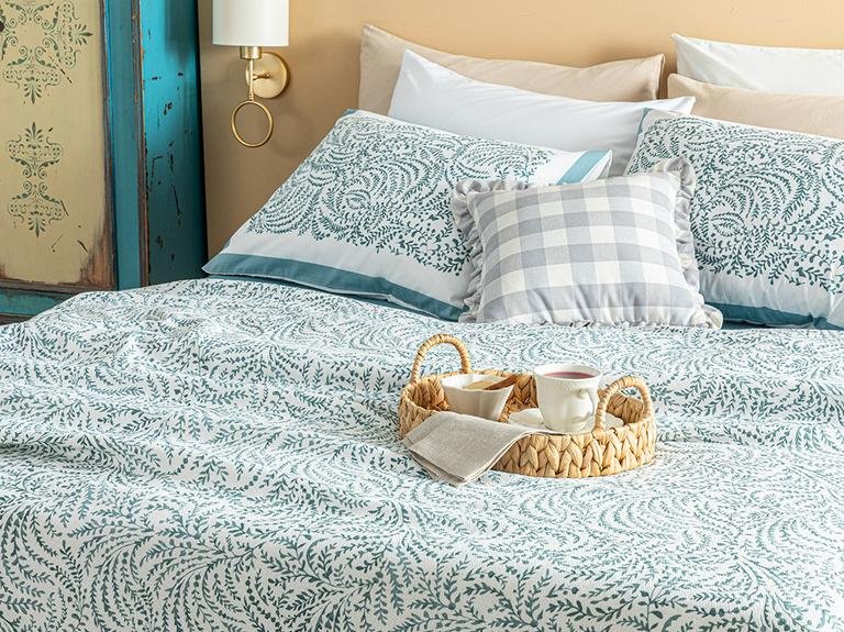 Набор из пике King Size с принтом Calm Nature 240X220 см Celedon