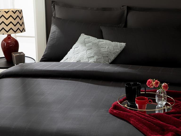 Пододеяльник Listral в полоску из хлопкового сатина в коробке King Size 4 с подкладкой 240x220 см, белый