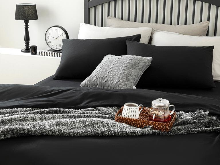 Пододеяльник из простого хлопка King Size 240x220 см, черный