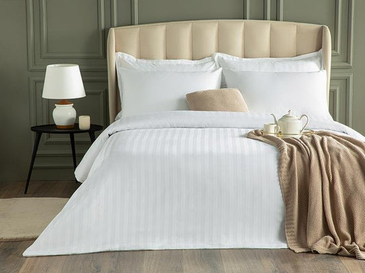 Пододеяльник из хлопкового сатина King Size в блестящую полоску 240x220 см, белый