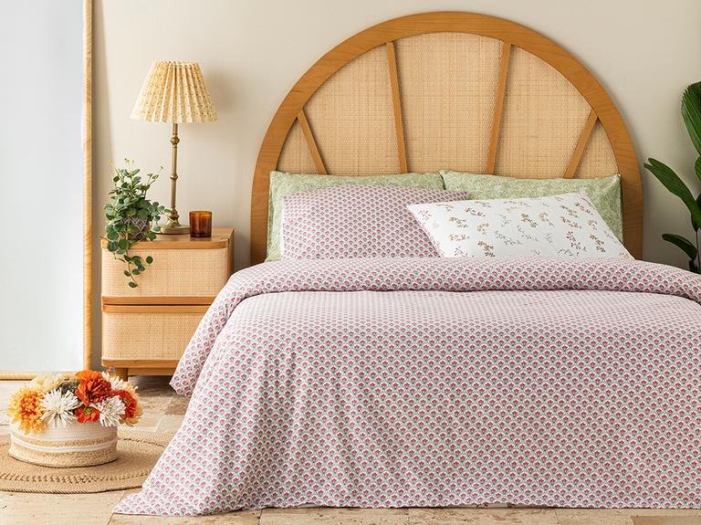 Комплект двойного пододеяльника Spring Branch из хлопка 200x220 см, темно-розовый