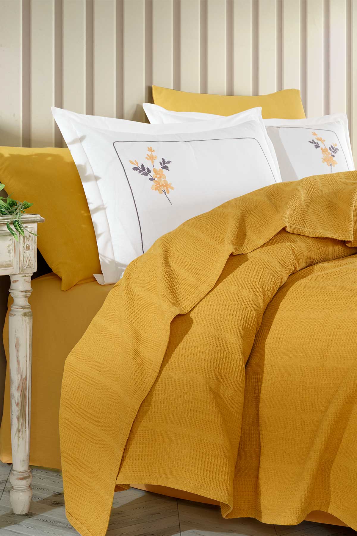 Хлопковый комплект из пике, двойной, 6 шт., Flores Yellow