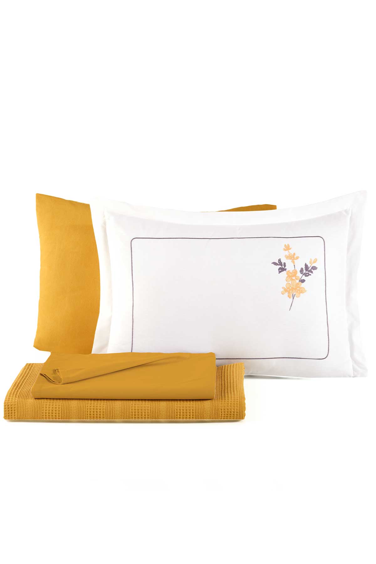 Хлопковый комплект из пике, двойной, 6 шт., Flores Yellow