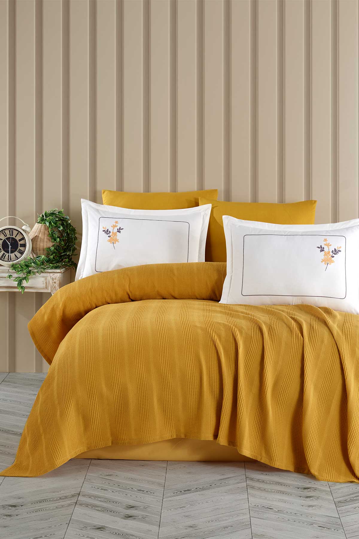 Хлопковый комплект из пике, двойной, 6 шт., Flores Yellow