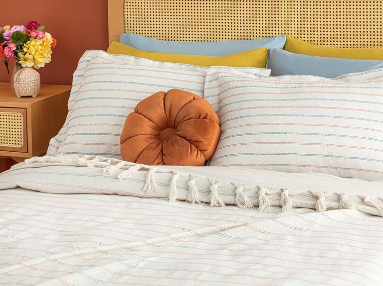 Комплект двуспального тканого покрывала Coastal Stripe 240x260 см, белый