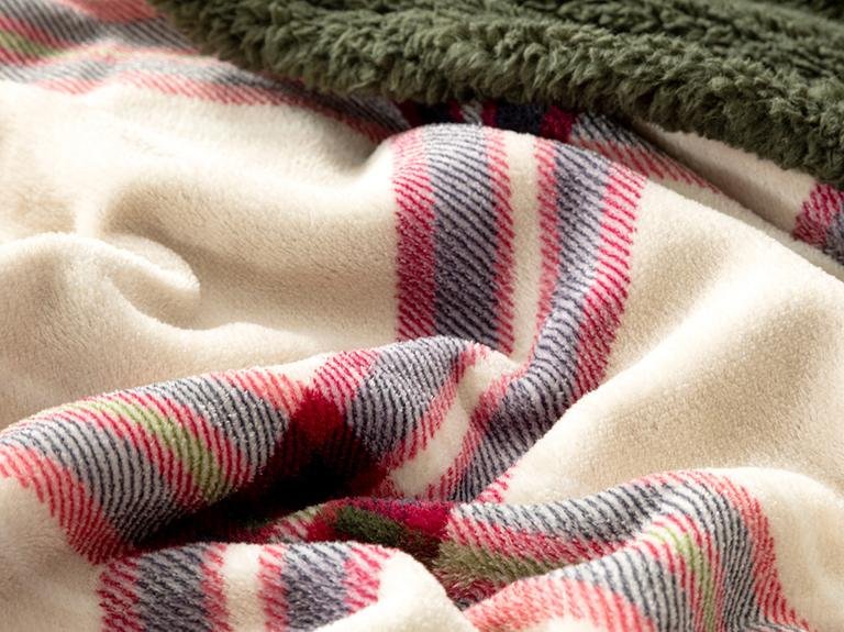 Односпальное одеяло Windowpane Sherpa 150x200 см бежево-красное