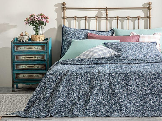Fleur De Nuit Printed Double Pique 200x220 см темно-синий