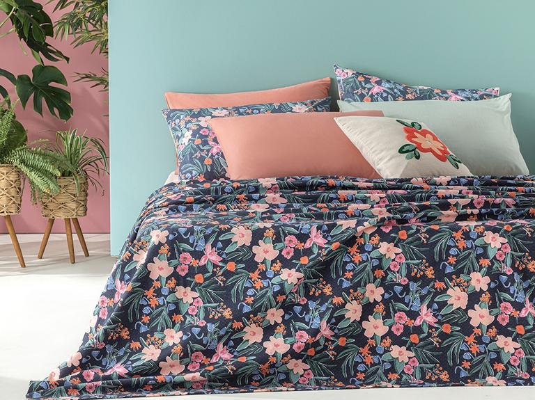 Vivacity Bloom Printed Single Pique 150x220 см темно-синий