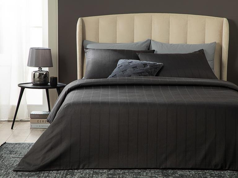 Пододеяльник Lystra Striped Cotton Satin King Size 240X220 см Антрацит
