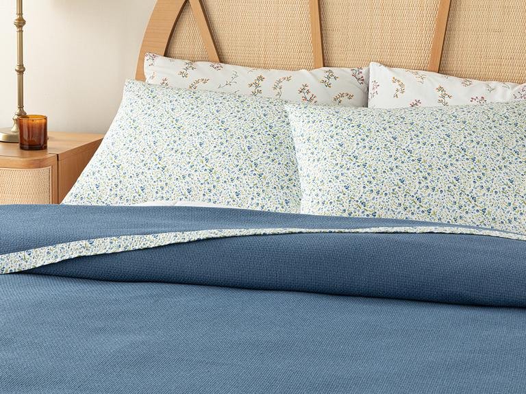 Набор двойных пике с узором Floral Joy 200x220 см, синий