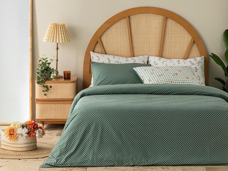 Комплект хлопковых пододеяльников Bloom Check 160x220 см, зеленый