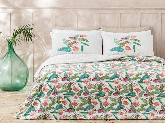 Пододеяльник из хлопка с экзотическим цветком King Size 240x220 см розовый