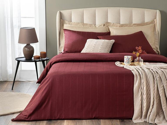 Пододеяльник Lystra Striped Cotton Satin King Size 240x220 см Бордовый Красный