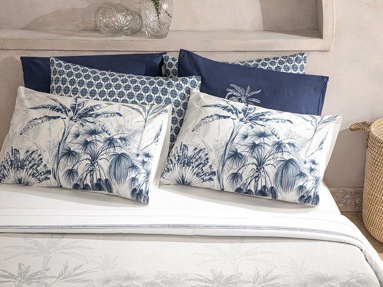 Набор из двойного пике с принтом Palm Toile 200x220 см Индиго