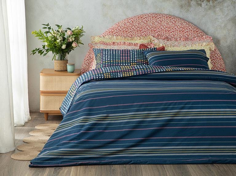 Комплект пододеяльников для пуховых одеял Daisy Patchwork из хлопка 160x220 см темно-синий
