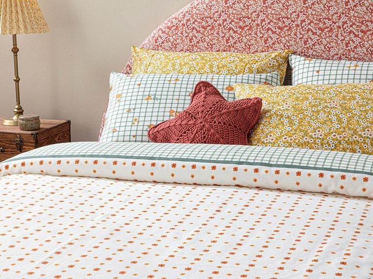 Принт в клетку Bloom King Size Пике 240x220 см Оранжевый