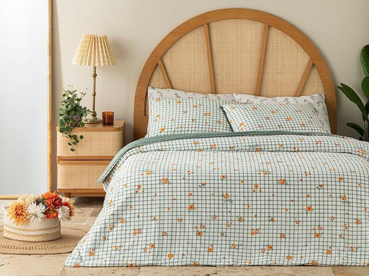 Комплект хлопковых пододеяльников Bloom Check 160x220 см, зеленый