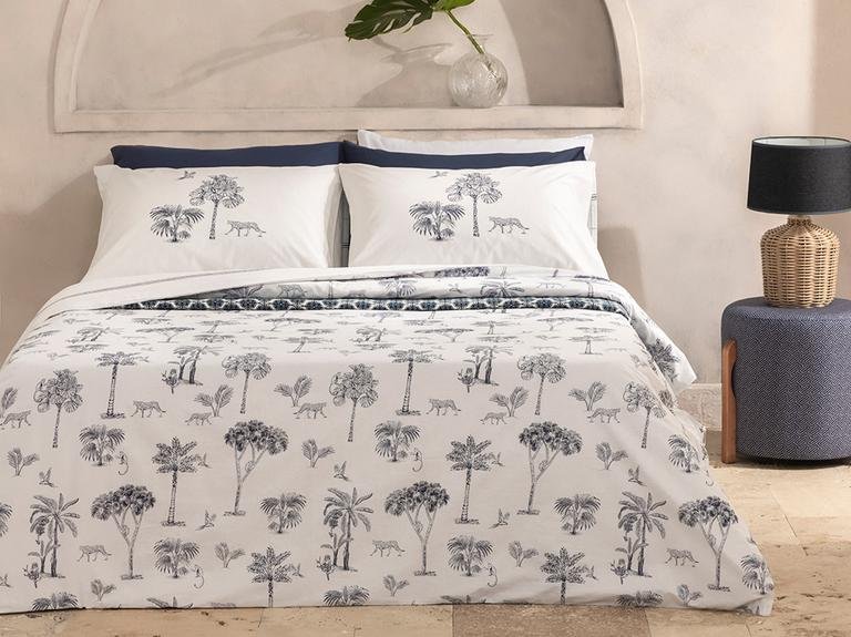 Комплект пододеяльников Exotic Forest из хлопка King Size 240x220 см темно-синий