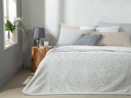 Двойное одеяло Shabby Rose с тиснением 200x220 см, серое
